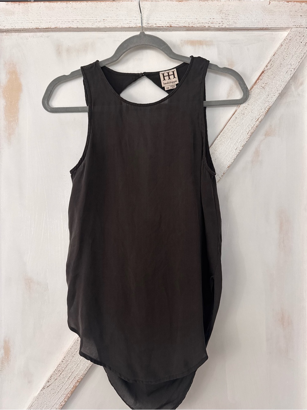 Haute Hippie Black Sleeveless Cowl Baco 100% Silk Top